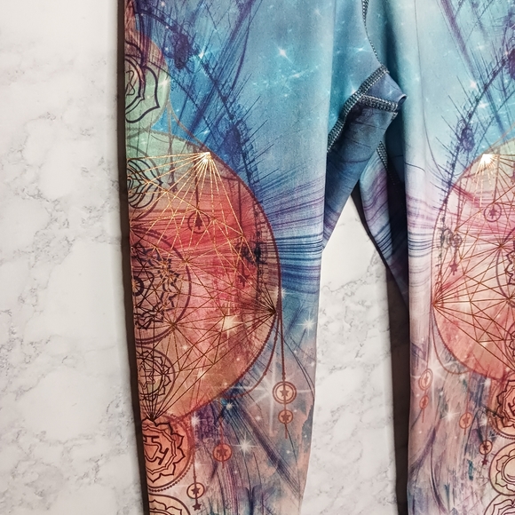 Evolution And Creation Leggings Women Size M Blue Stretch High Waist Activewear - Picture 3 of 6